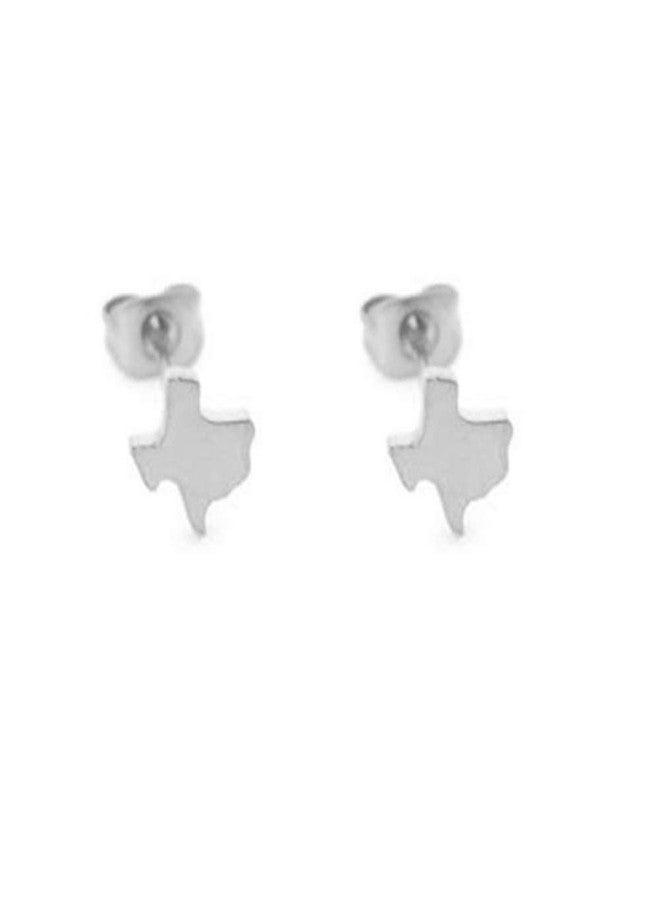 Modpide Stainless Steel Tiny Texas State Map Stud Earrings for Women (silver) - Image 1